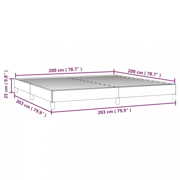 fekete szövet ágykeret matrac nélkül 200 x 200 cm