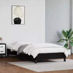 fekete műbőr ágykeret 80 x 200 cm