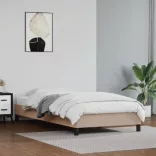 cappuccino színű műbőr ágykeret 90 x 190 cm