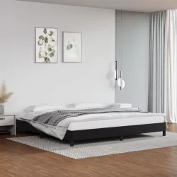 fekete műbőr ágykeret 200x200 cm