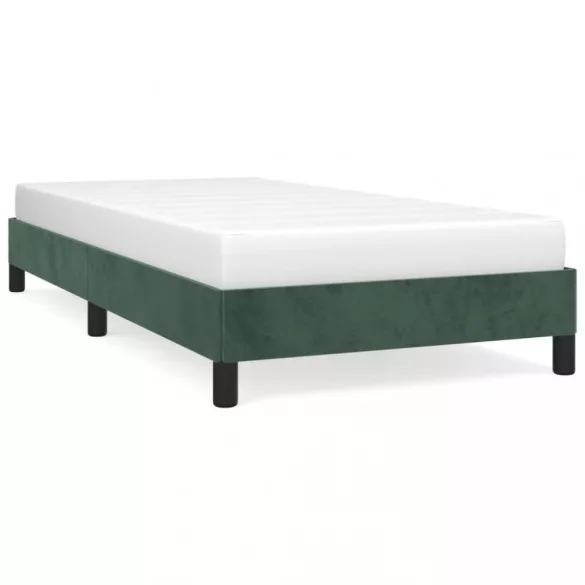 sötétzöld bársony ágykeret matrac nélkül 90x200 cm