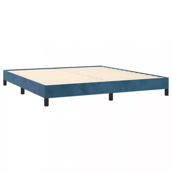 sötétkék bársony ágykeret matrac nélkül 160x200 cm