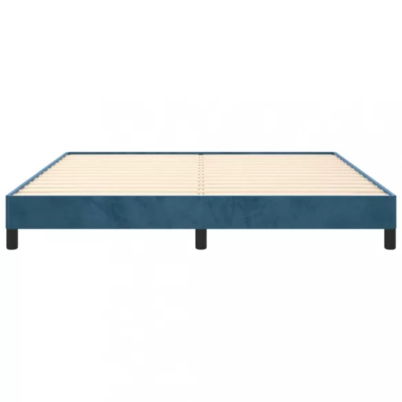 sötétkék bársony ágykeret matrac nélkül 160x200 cm