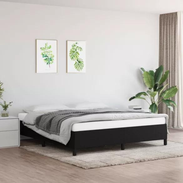 fekete szövet ágykeret matrac nélkül 180 x 200 cm