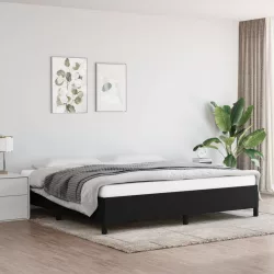 fekete szövet ágykeret matrac nélkül 200 x 200 cm