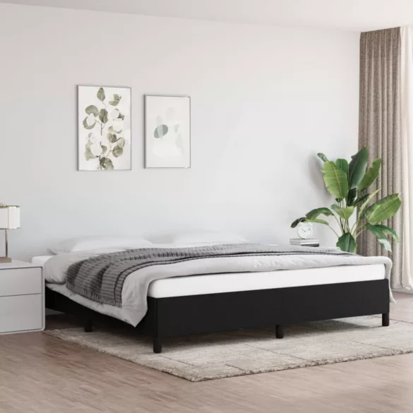 fekete szövet ágykeret matrac nélkül 200 x 200 cm