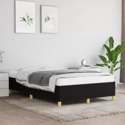 fekete szövet ágykeret matrac nélkül 120x200 cm