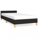 fekete szövet ágykeret fejtámlával matrac nélkül 80 x 200 cm