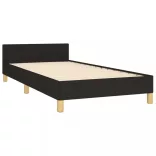 fekete szövet ágykeret fejtámlával matrac nélkül 90x200 cm