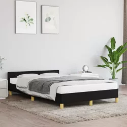 fekete szövet ágykeret matrac nélkül 120x200 cm