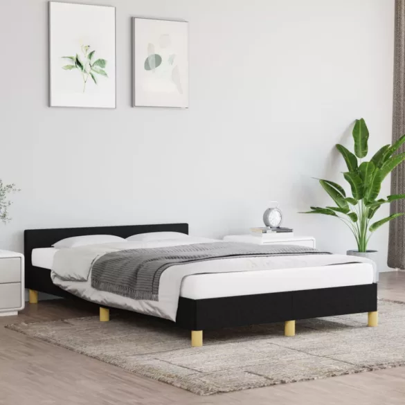 fekete szövet ágykeret matrac nélkül 120x200 cm