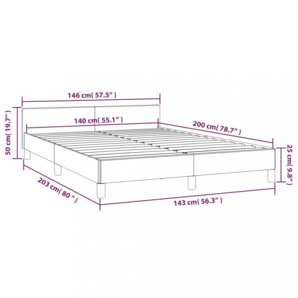 tópszínű szövet ágykeret matrac nélkül 140 x 200 cm