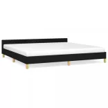 fekete szövet ágykeret matrac nélkül 200 x 200 cm