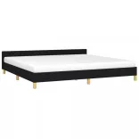 fekete szövet ágykeret matrac nélkül 200 x 200 cm