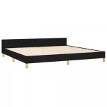 fekete szövet ágykeret matrac nélkül 200 x 200 cm