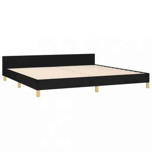 fekete szövet ágykeret matrac nélkül 200 x 200 cm