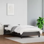 szürke ágykeret fejtámlával matrac nélkül 80 x 200 cm