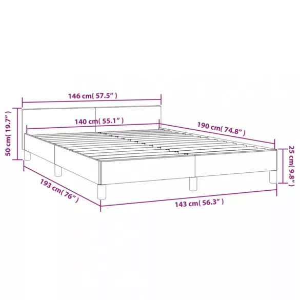 fehér ágykeret fejtámlával matrac nélkül 140x190 cm