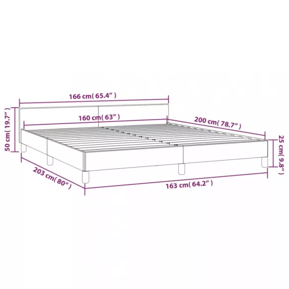 fekete ágykeret fejtámlával matrac nélkül 160x200 cm