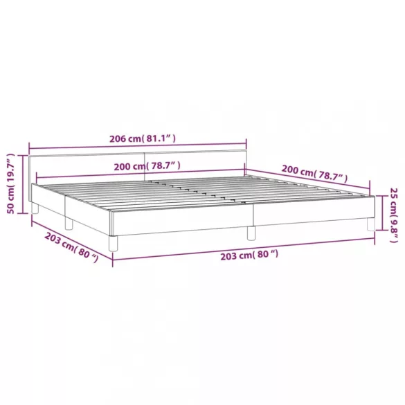 fekete ágykeret fejtámlával matrac nélkül 200x200 cm