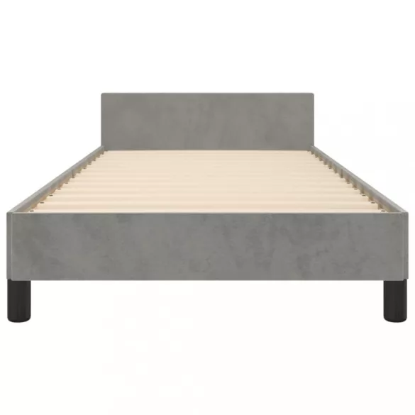 világosszürke bársony ágykeret matrac nélkül 90x200 cm