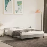 világosszürke bársony ágykeret matrac nélkül 140 x 190 cm