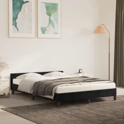 fekete bársony ágykeret matrac nélkül 140 x 190 cm