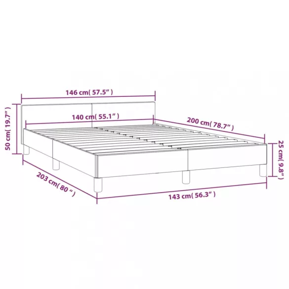 fekete bársony ágykeret matrac nélkül 140x200 cm