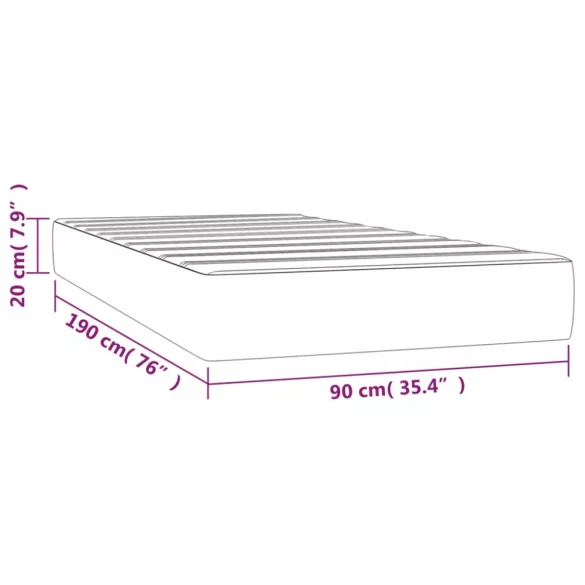 fehér műbőr zsebrugós ágymatrac közepes keménységű 90x190x20  cm