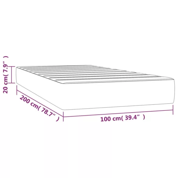 sötétszürke bársony zsebrugós ágymatrac közepes keménységű 100x200x20 cm