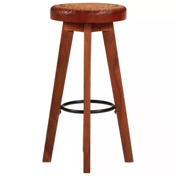 2 db valódi bőr és tömör akácfa bárszék