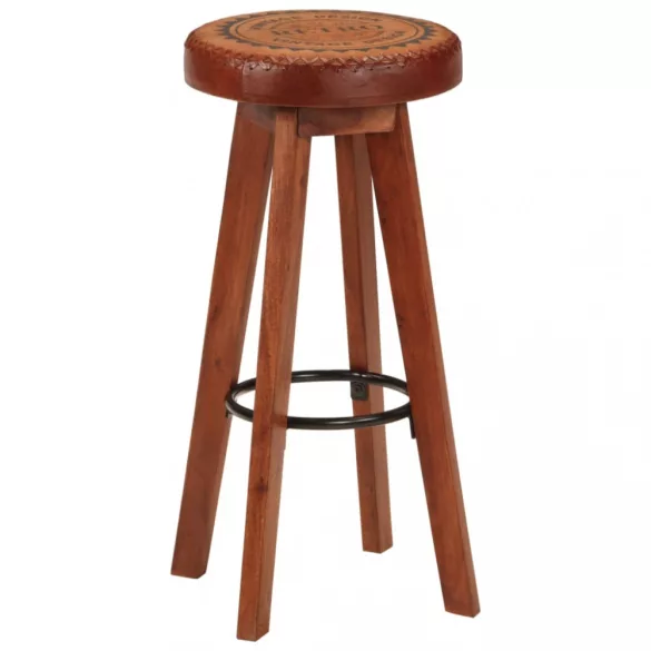 2 db valódi bőr és tömör akácfa bárszék