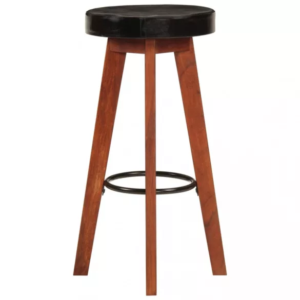 2 db valódi bőr és tömör akácfa bárszék