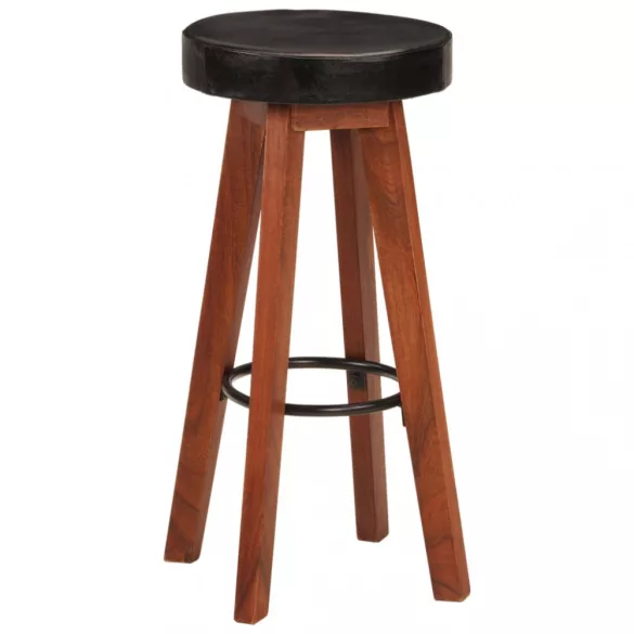 2 db valódi bőr és tömör akácfa bárszék