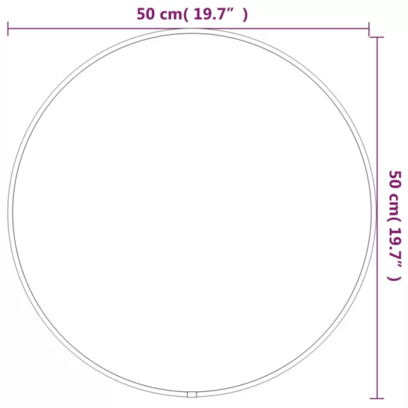 fekete falitükör Ø 50 cm Kerek