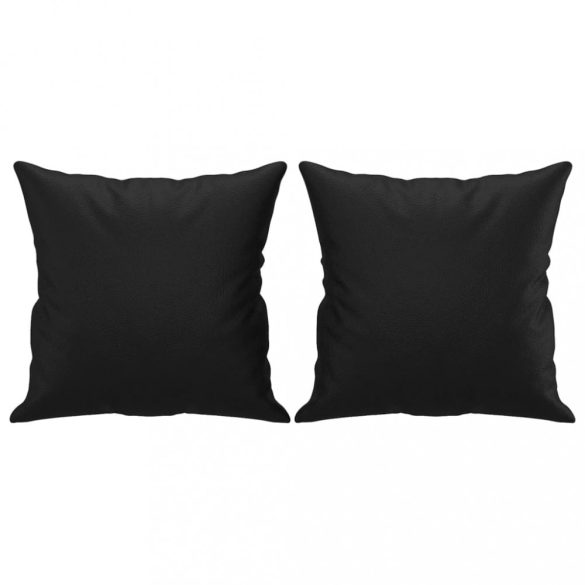 2 db fekete műbőr díszpárna 40 x 40 cm