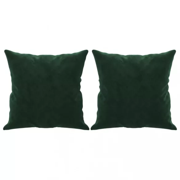 2 db sötétzöld bársony díszpárna 40 x 40 cm
