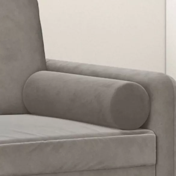 2 db világosszürke bársony díszpárna Ø15x50 cm