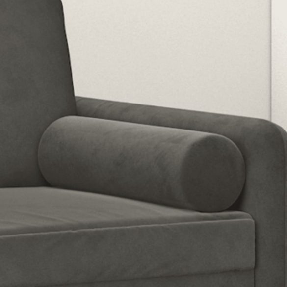 2 db sötétszürke bársony díszpárna Ø15x50 cm