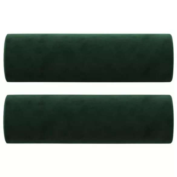 2 db sötétzöld bársony díszpárna Ø15x50 cm