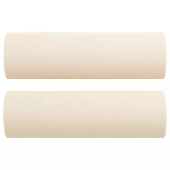 2 db krémszínű bársony díszpárna Ø15x50 cm