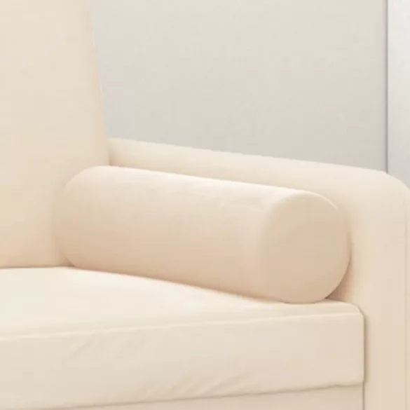 2 db krémszínű bársony díszpárna Ø15x50 cm