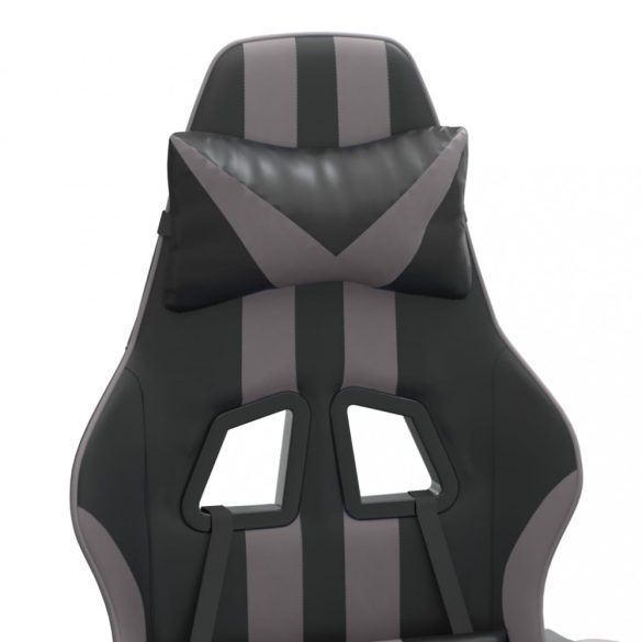 fekete és szürke műbőr forgó játékszék lábtartóval