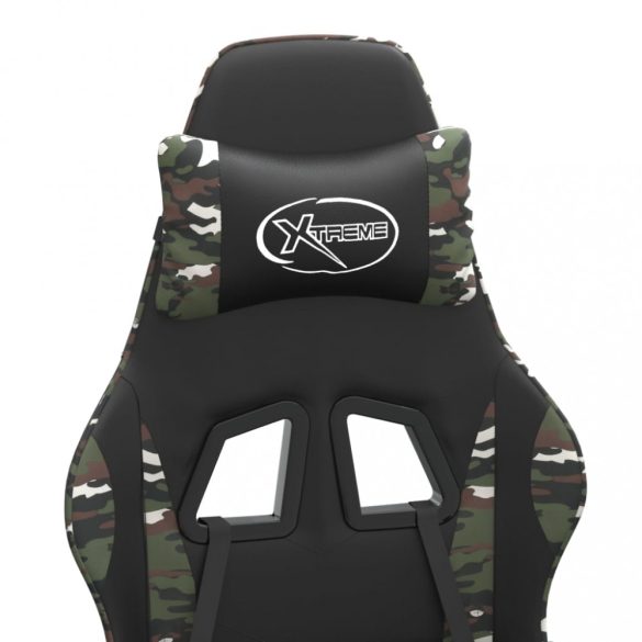 fekete és terepszínű műbőr forgó játékszék lábtartóval