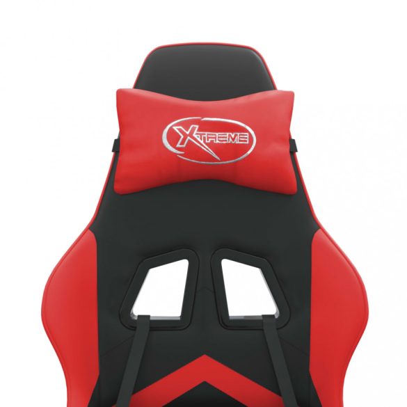 fekete és piros műbőr forgó játékszék lábtartóval