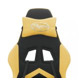 fekete és aranyszínű műbőr forgó játékszék lábtartóval