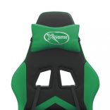 fekete és zöld műbőr forgó játékszék lábtartóval