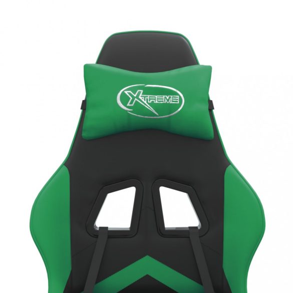 fekete és zöld műbőr forgó játékszék lábtartóval