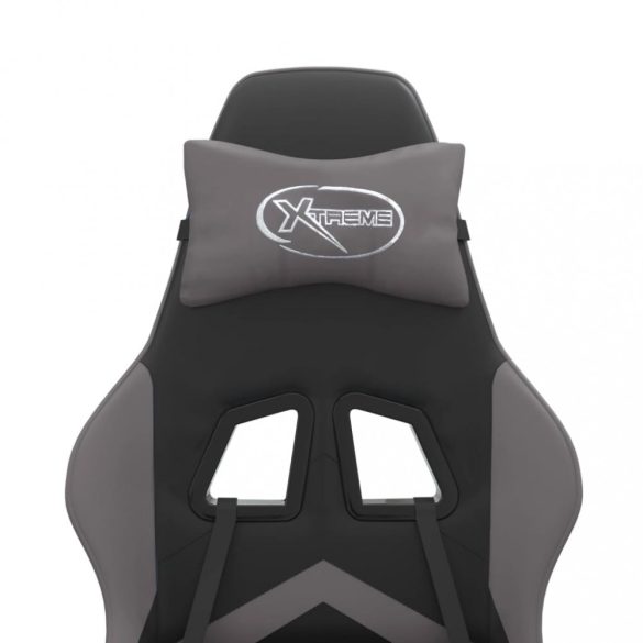 fekete és szürke műbőr forgó játékszék lábtartóval