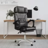 fekete műbőr dönthető irodai masszázsszék